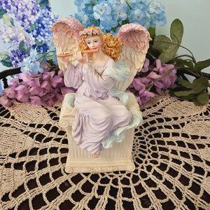 Vintage Angel with Flute on Monument "I Believe In Music" Musical Figurine
